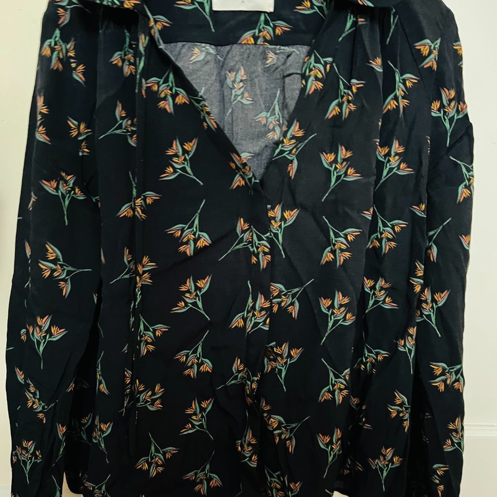 Charcoal flowered blouse from ba&sh, size 8